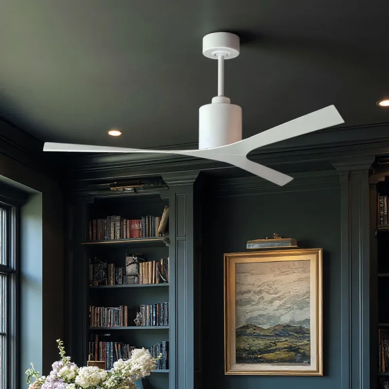 UMC9392 Natural Indoor/Outdoor Ceiling Fan, 12" (Plus Downrod) H x 56" W x 56" D, Gloss White Finish, Loquessa Collection — Urban Ambiance LED Lighting Controls 30.0W 
