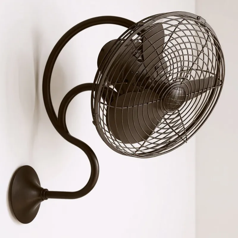 UMC9381 Modern Indoor/Outdoor Oscillating Wall Fan, 20" H x 13" W x 13" D, Textured Bronze Finish, Ossmere Collection — Urban Ambiance LED Lighting Controls 47.7W 