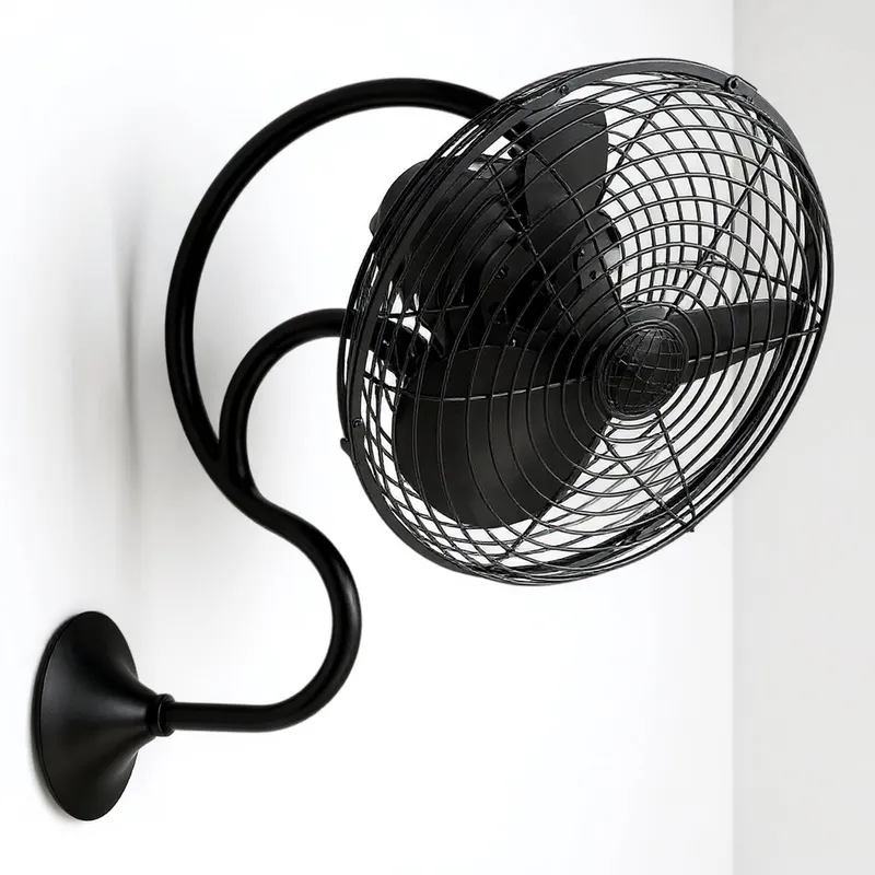 UMC9380 Scandinavian Indoor/Outdoor Oscillating Wall Fan, 20" H x 13" W x 13" D, Matte Black Finish, Ossmere Collection — Urban Ambiance LED Lighting Controls 47.7W 