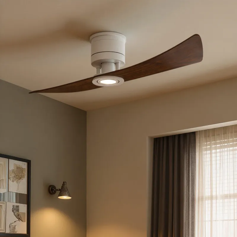UMC9374 Art Deco Indoor/Outdoor Ceiling Fan, 12" H x 52" W x 52" D, Matte White Finish, Seavale Collection — Urban Ambiance LED Linear Lights 29.6W 2940K