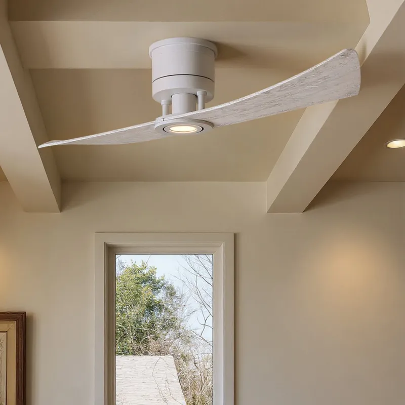 UMC9373 Modern Indoor/Outdoor Ceiling Fan, 12" H x 52" W x 52" D, Matte White Finish, Seavale Collection — Urban Ambiance LED Linear Lights 29.6W 2940K
