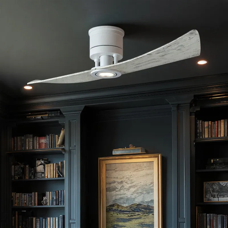 UMC9372 Glam Indoor/Outdoor Ceiling Fan, 12" H x 52" W x 52" D, Matte White Finish, Seavale Collection — Urban Ambiance LED Linear Lights 29.6W 2940K