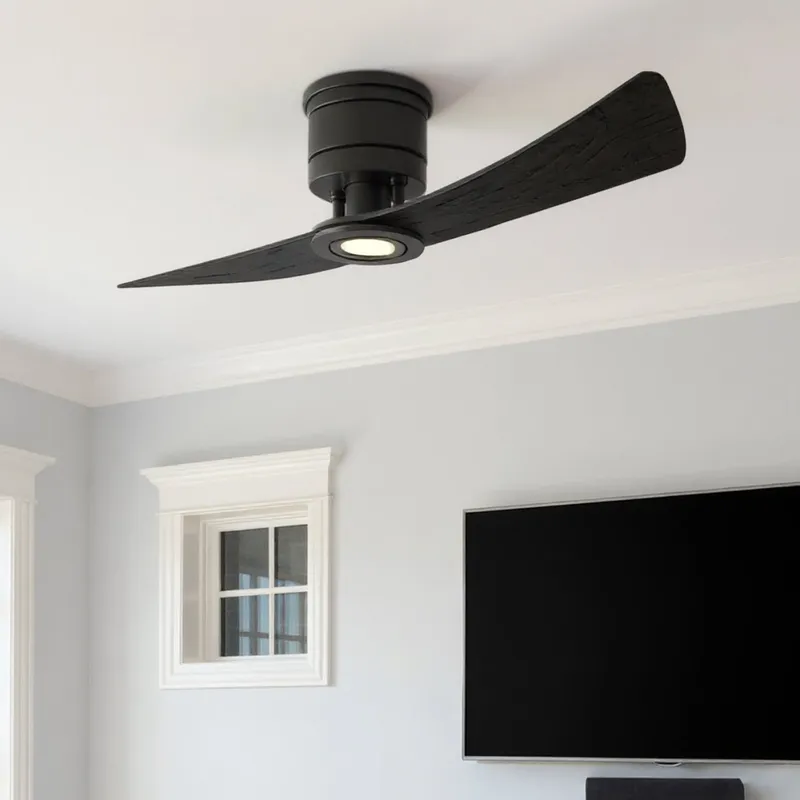UMC9370 Glam Indoor/Outdoor Ceiling Fan, 12" H x 52" W x 52" D, Matte Black Finish, Seavale Collection — Urban Ambiance LED Linear Lights 29.6W 2940K