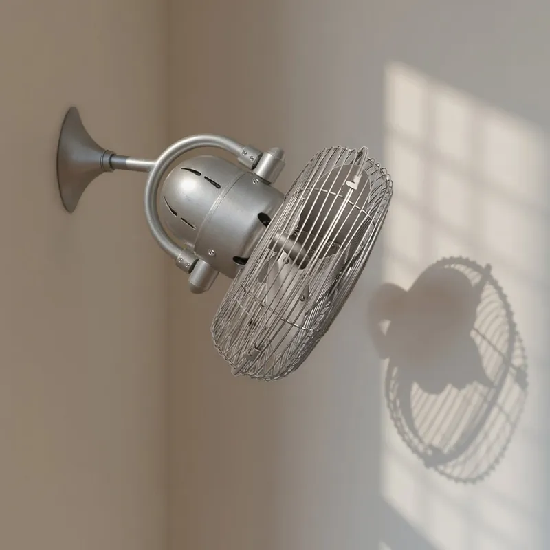 UMC9351 Minimalist Indoor/Outdoor Oscillating Wall Fan, 17.5" H x 13" W x 13" D, Brushed Nickel Finish, Norellis Collection — Urban Ambiance LED Lighting Controls 47.7W 