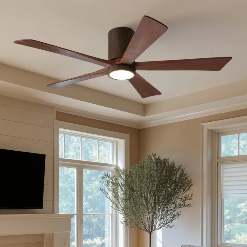UMC9344 Industrial Indoor/Outdoor Ceiling Fan, 12" H x 52" W x 52" D, Walnut Tone Finish, Aerwyn Collection — Urban Ambiance LED Post Top Lights 31.1W 2700K