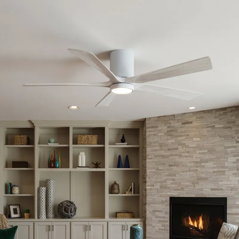 UMC9342 Steampunk Indoor/Outdoor Ceiling Fan, 12" H x 60" W x 60" D, Gloss White Finish, Aerwyn Collection — Urban Ambiance LED Post Top Lights 30.8W 6500K