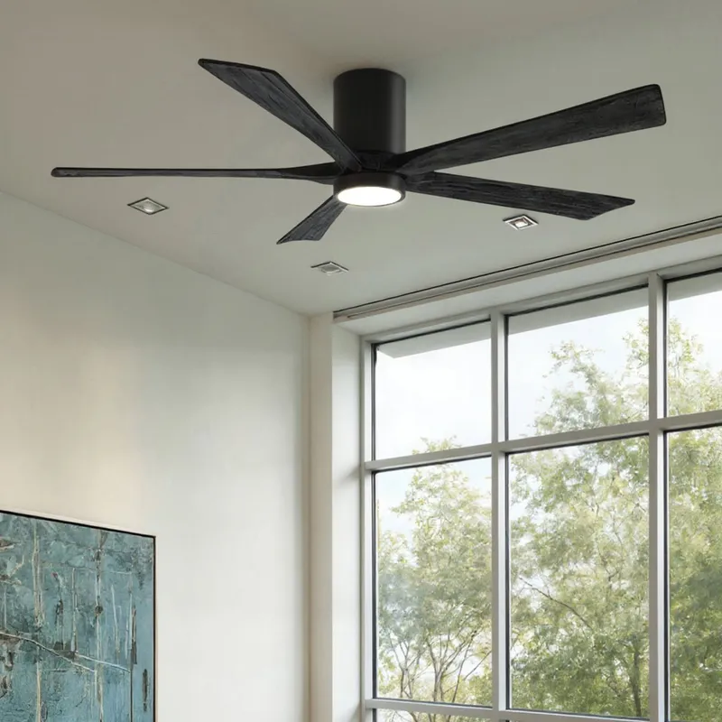 UMC9335 Scandinavian Indoor/Outdoor Ceiling Fan, 12" H x 60" W x 60" D, Matte Black Finish, Aerwyn Collection — Urban Ambiance LED Post Top Lights 30.8W 6500K