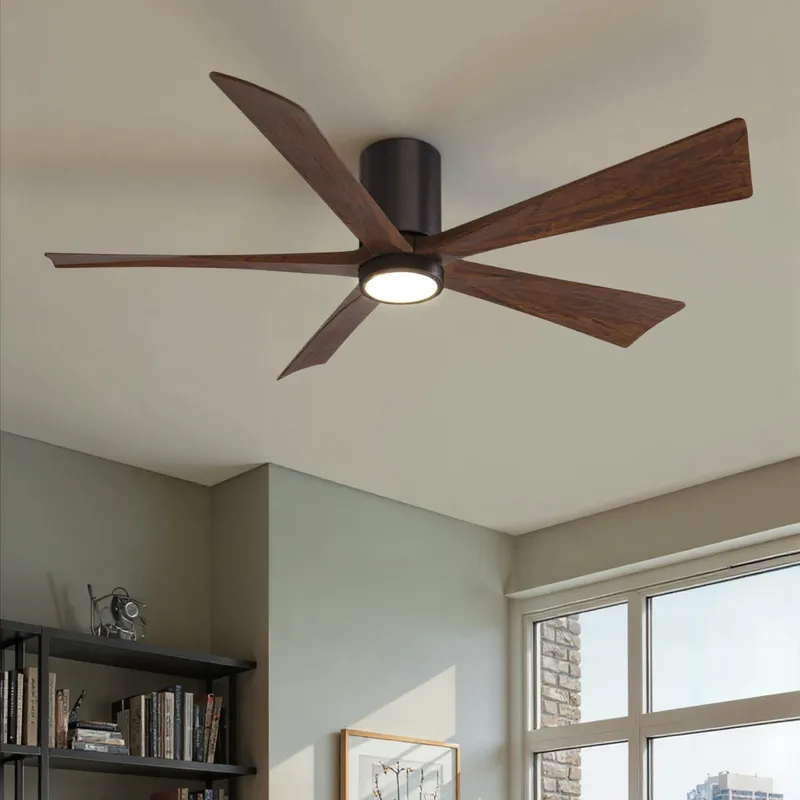 UMC9334 Modern Indoor/Outdoor Ceiling Fan, 12" H x 60" W x 60" D, Brushed Bronze Finish, Aerwyn Collection — Urban Ambiance LED Post Top Lights 30.8W 6500K