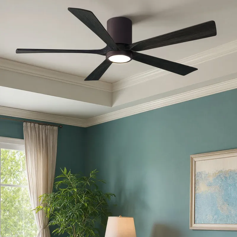 UMC9331 Minimalist Indoor/Outdoor Ceiling Fan, 12" H x 60" W x 60" D, Brushed Bronze Finish, Aerwyn Collection — Urban Ambiance LED Post Top Lights 30.8W 6500K