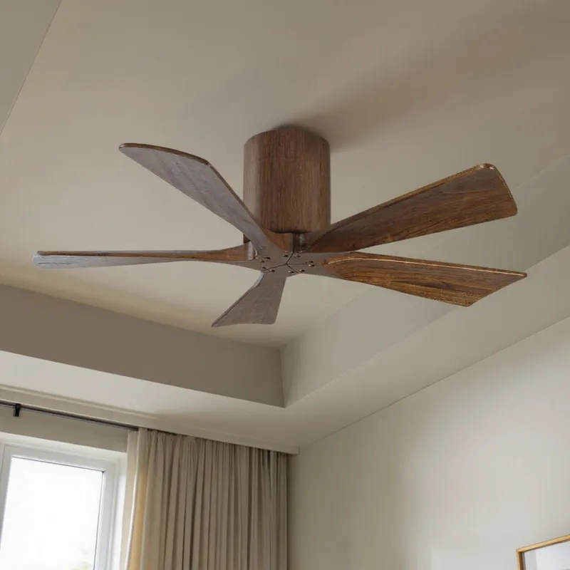 UMC9329 Scandinavian Indoor/Outdoor Ceiling Fan, 10" H x 42" W x 42" D, Walnut Tone Finish, Aerwyn Collection — Urban Ambiance LED Lighting Controls 28.3W 