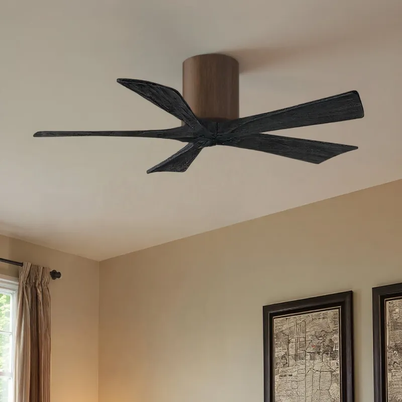 UMC9328 Natural Indoor/Outdoor Ceiling Fan, 10" H x 42" W x 42" D, Walnut Tone Finish, Aerwyn Collection — Urban Ambiance LED Lighting Controls 28.3W 