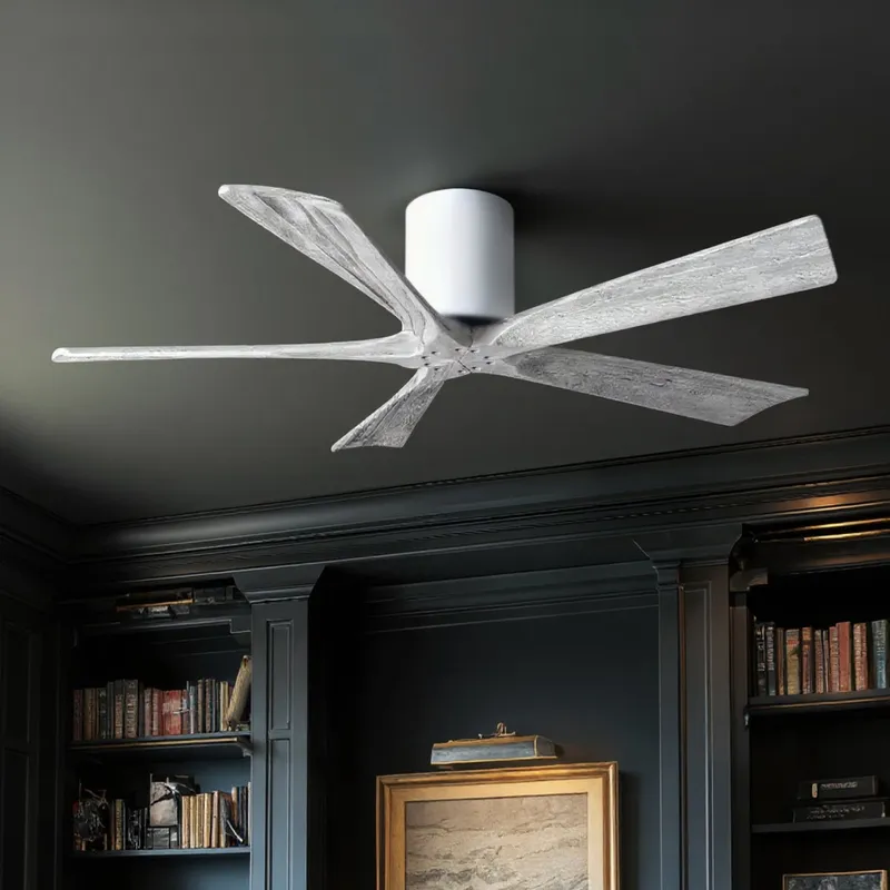 UMC9327 Transitional Indoor/Outdoor Ceiling Fan, 10" H x 52" W x 52" D, Gloss White Finish, Aerwyn Collection — Urban Ambiance LED Lighting Controls 30.5W 