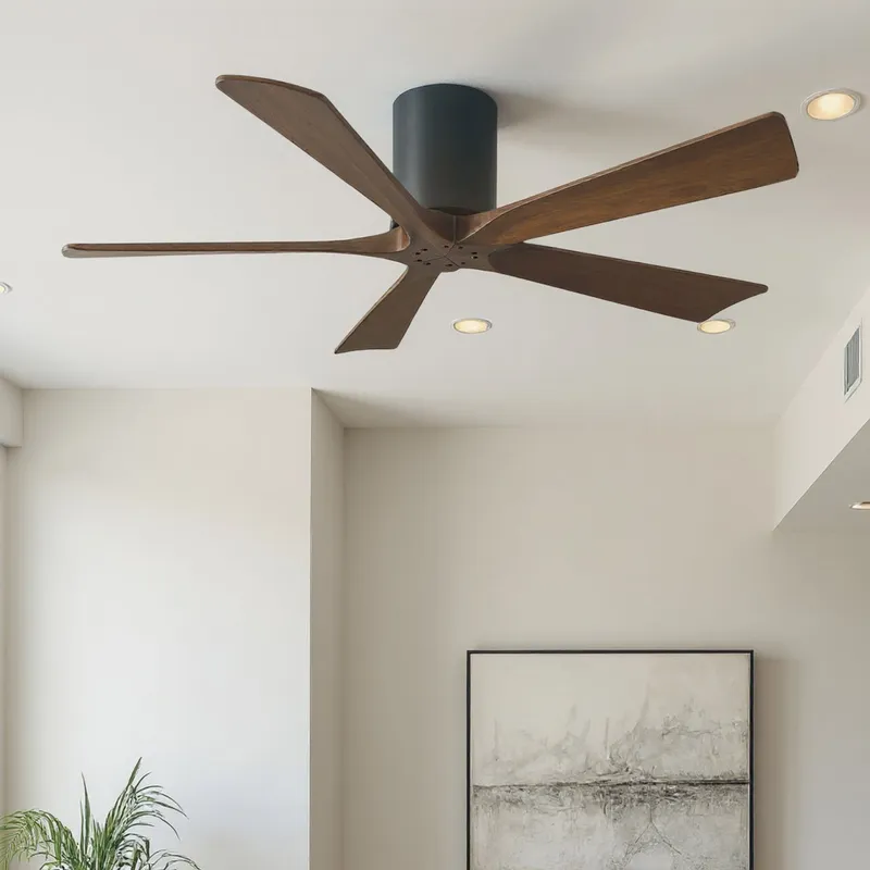 UMC9320 Farmhouse Indoor/Outdoor Ceiling Fan, 10" H x 52" W x 52" D, Matte Black Finish, Aerwyn Collection — Urban Ambiance LED Lighting Controls 30.5W 