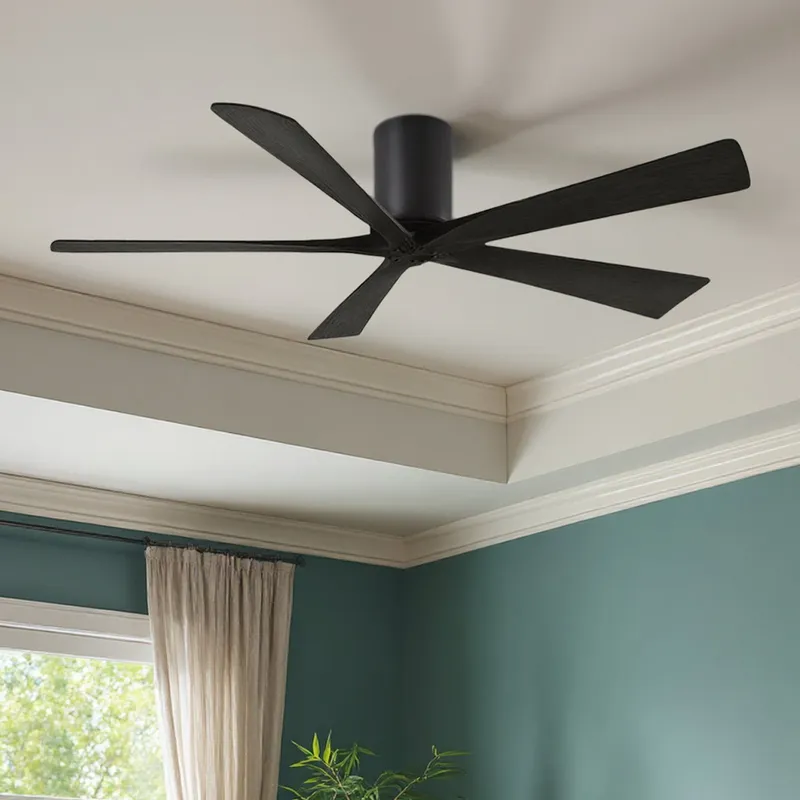 UMC9318 Modern Farmhouse Indoor/Outdoor Ceiling Fan, 10" H x 60" W x 60" D, Matte Black Finish, Aerwyn Collection — Urban Ambiance LED Lighting Controls 31.6W 