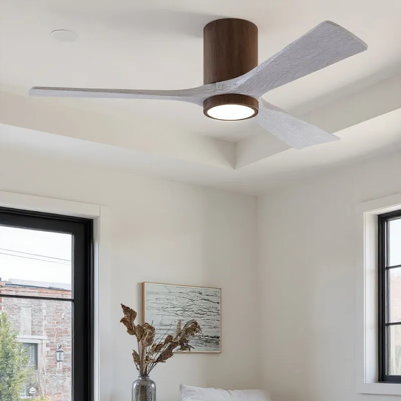 UMC9313 Modern Indoor/Outdoor Ceiling Fan, 12" H x 52" W x 52" D, Walnut Tone Finish, Aerwyn Collection — Urban Ambiance LED Post Top Lights 32.5W 6500K