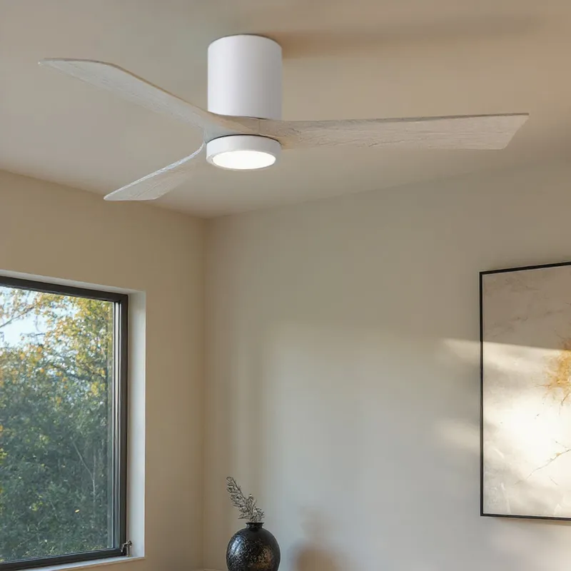 UMC9312 Minimalist Indoor/Outdoor Ceiling Fan, 12" H x 52" W x 52" D, Gloss White Finish, Aerwyn Collection — Urban Ambiance LED Post Top Lights 32.5W 6500K