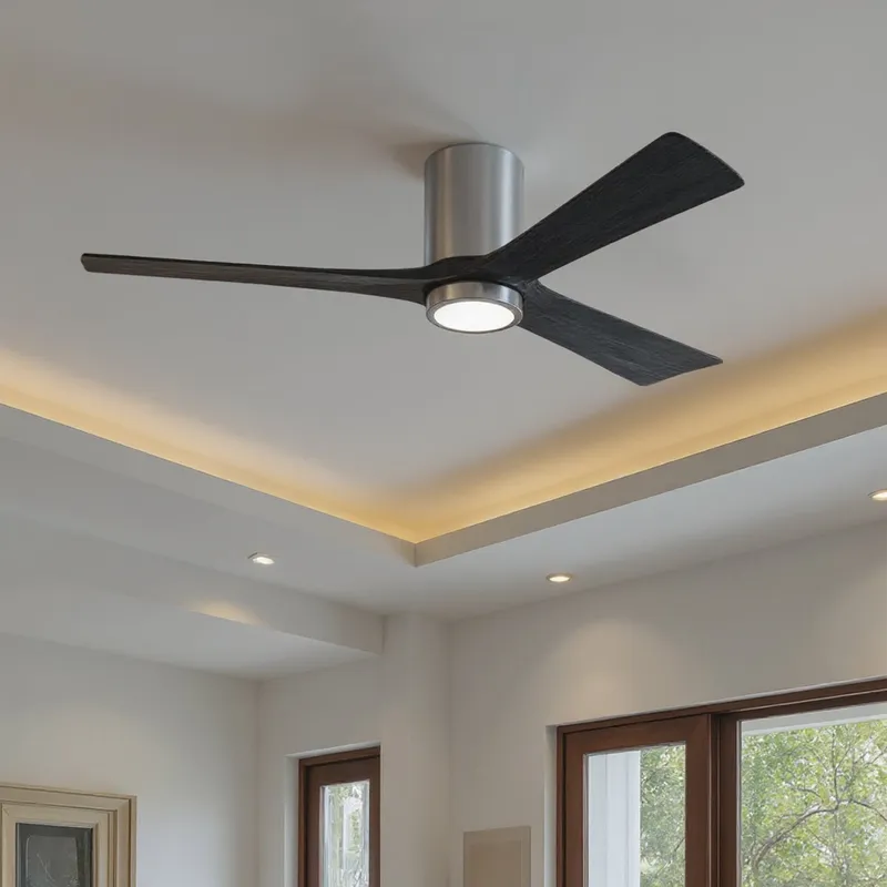 UMC9303 Modern Indoor/Outdoor Ceiling Fan, 12" H x 60" W x 60" D, Polished Chrome Finish, Aerwyn Collection — Urban Ambiance LED Post Top Lights 30.8W 6500K