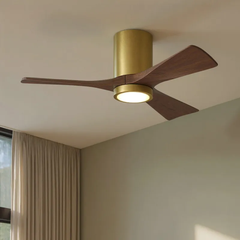 UMC9299 Modern Indoor/Outdoor Ceiling Fan, 12" H x 42" W x 42" D, Brushed Brass Finish, Aerwyn Collection — Urban Ambiance LED Post Top Lights 17.6W 6500K