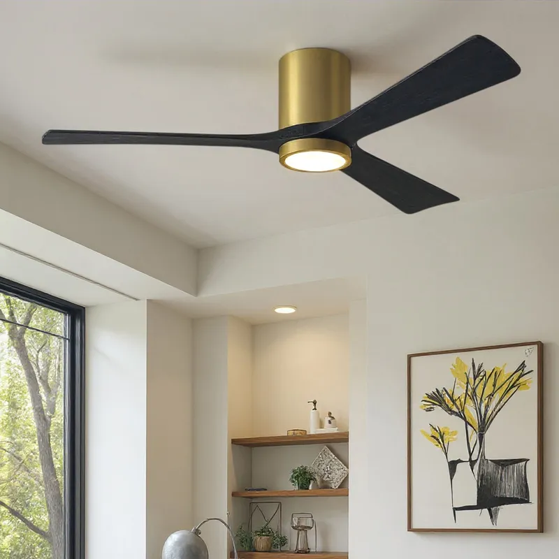 UMC9296 Glam Indoor/Outdoor Ceiling Fan, 12" H x 60" W x 60" D, Brushed Brass Finish, Aerwyn Collection — Urban Ambiance LED Post Top Lights 30.8W 2700K
