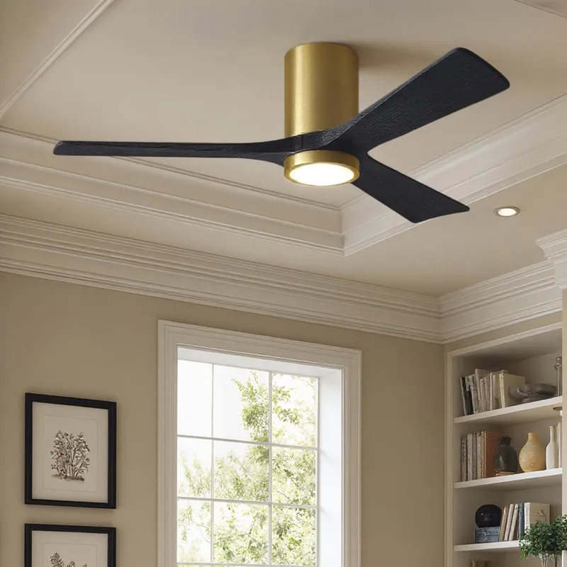 UMC9295 Minimalist Indoor/Outdoor Ceiling Fan, 12" H x 52" W x 52" D, Brushed Brass Finish, Aerwyn Collection — Urban Ambiance LED Post Top Lights 32.5W 2700K