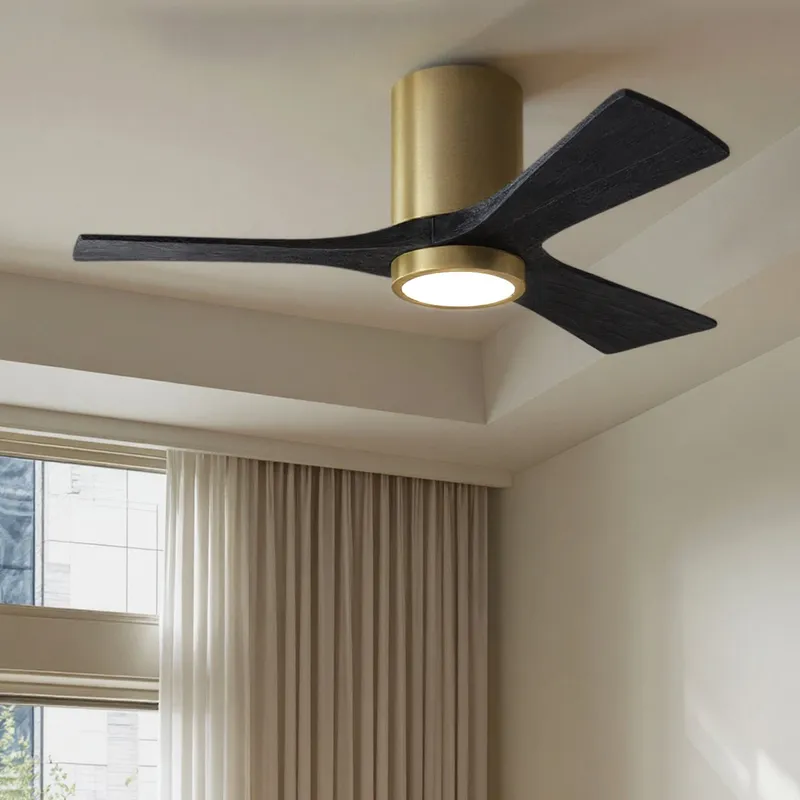 UMC9294 Modern Indoor/Outdoor Ceiling Fan, 12" H x 42" W x 42" D, Brushed Brass Finish, Aerwyn Collection — Urban Ambiance LED Post Top Lights 17.6W 6500K