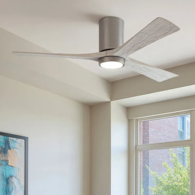 UMC9287 Contemporary Indoor/Outdoor Ceiling Fan, 12" H x 60" W x 60" D, Brushed Nickel Finish, Aerwyn Collection — Urban Ambiance LED Post Top Lights 30.8W 6500K
