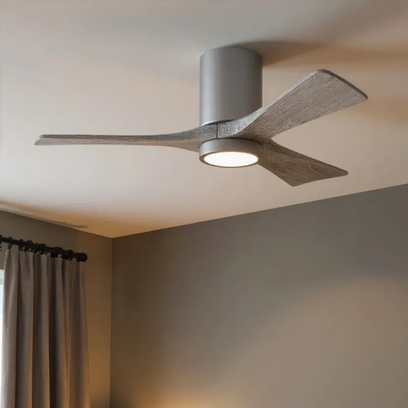 UMC9286 Modern Indoor/Outdoor Ceiling Fan, 12" H x 42" W x 42" D, Brushed Nickel Finish, Aerwyn Collection — Urban Ambiance LED Post Top Lights 17.6W 6500K
