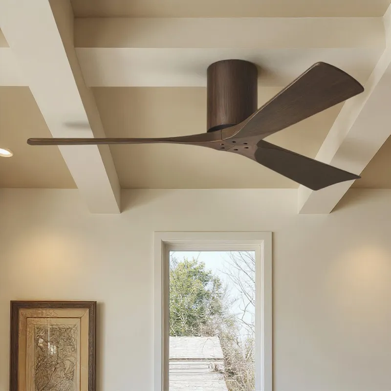 UMC9282 Farmhouse Indoor/Outdoor Ceiling Fan, 10" H x 52" W x 52" D, Walnut Tone Finish, Aerwyn Collection — Urban Ambiance LED Lighting Controls 30.2W 
