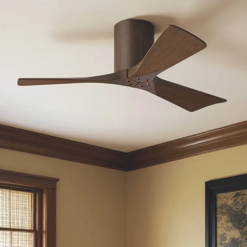 UMC9281 Natural Indoor/Outdoor Ceiling Fan, 10" H x 42" W x 42" D, Walnut Tone Finish, Aerwyn Collection — Urban Ambiance LED Lighting Controls 28.4W 