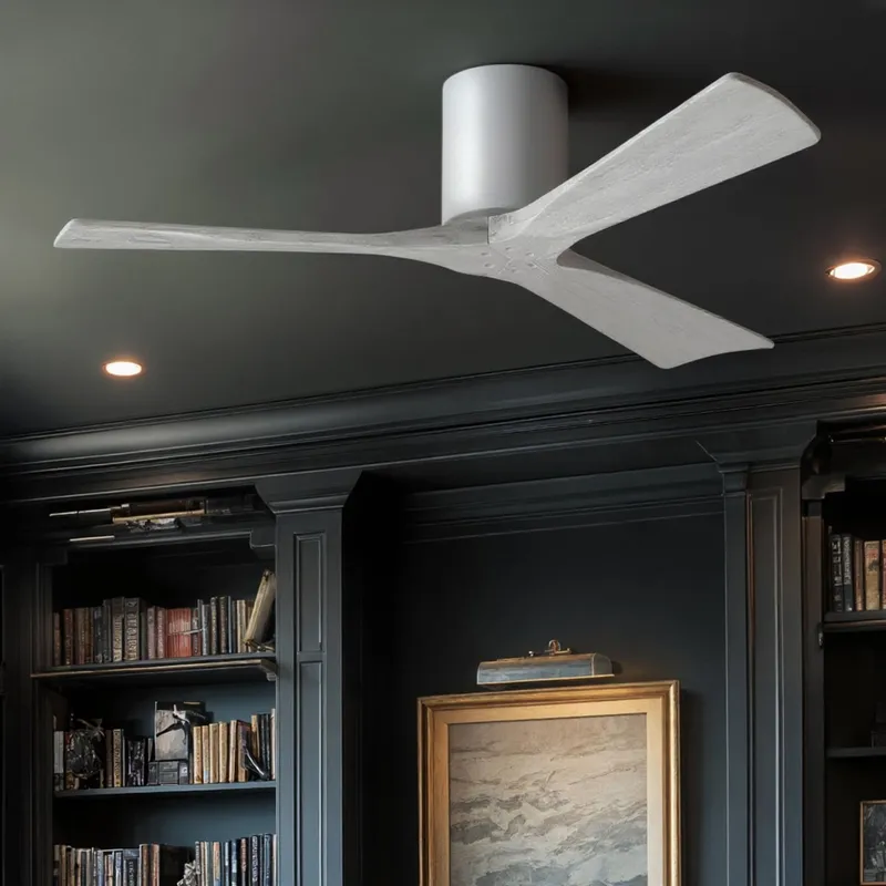 UMC9280 Minimalist Indoor/Outdoor Ceiling Fan, 10" H x 52" W x 52" D, Gloss White Finish, Aerwyn Collection — Urban Ambiance LED Lighting Controls 30.2W 