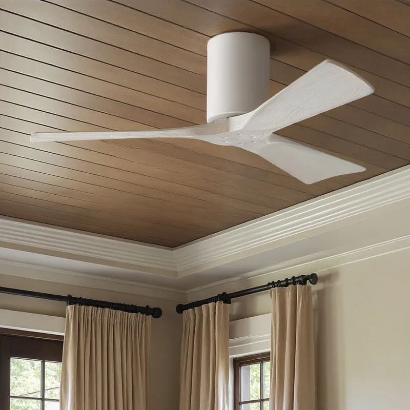 UMC9279 Modern Indoor/Outdoor Ceiling Fan, 10" H x 42" W x 42" D, Gloss White Finish, Aerwyn Collection — Urban Ambiance LED Lighting Controls 28.4W 