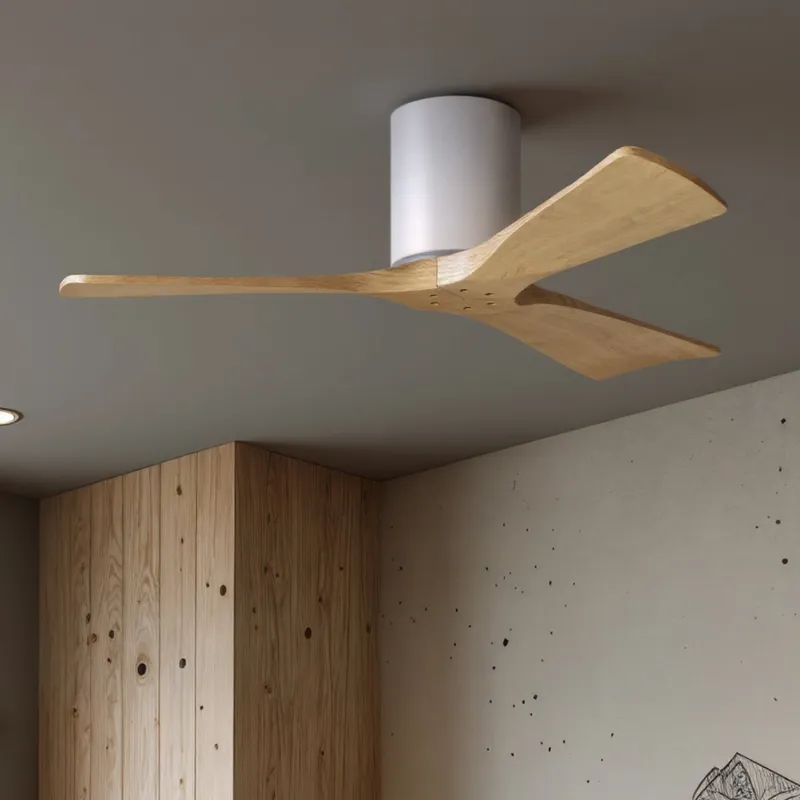 UMC9277 Natural Indoor/Outdoor Ceiling Fan, 10" H x 42" W x 42" D, Gloss White Finish, Aerwyn Collection — Urban Ambiance LED Lighting Controls 28.4W 