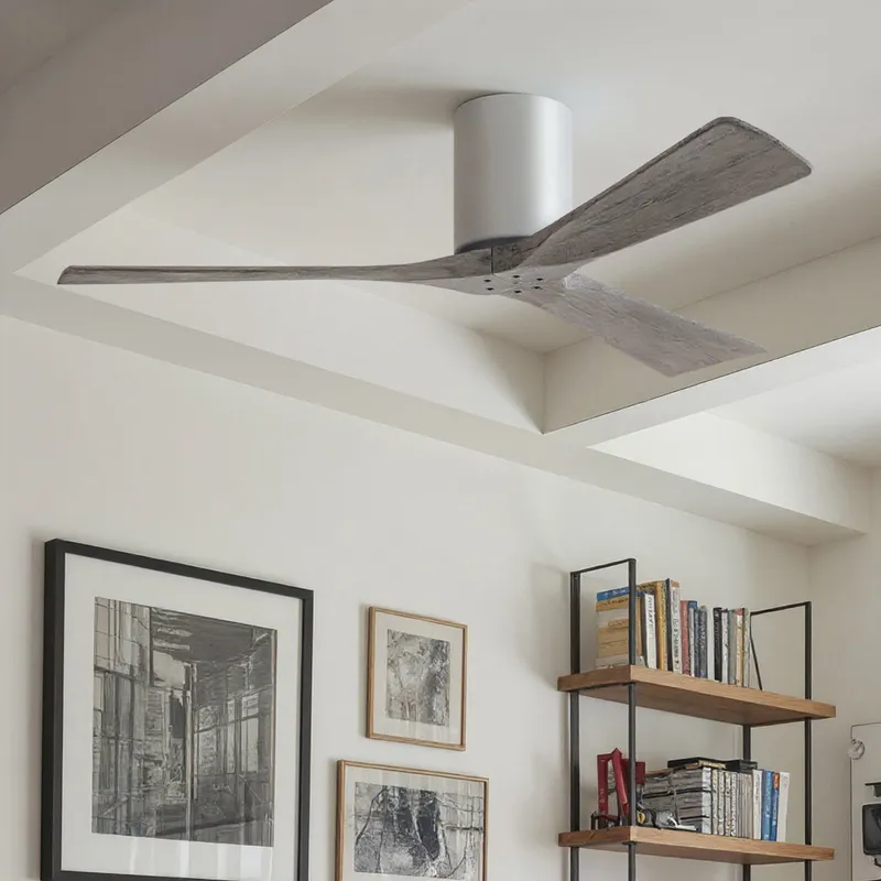 UMC9276 Scandinavian Indoor/Outdoor Ceiling Fan, 10" H x 52" W x 52" D, Gloss White Finish, Aerwyn Collection — Urban Ambiance LED Lighting Controls 30.2W 
