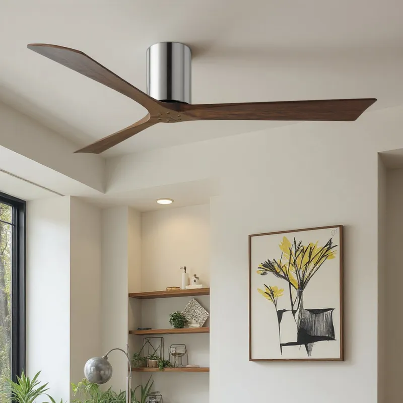 UMC9271 Natural Indoor/Outdoor Ceiling Fan, 10" H x 60" W x 60" D, Polished Chrome Finish, Aerwyn Collection — Urban Ambiance LED Lighting Controls 30.5W 