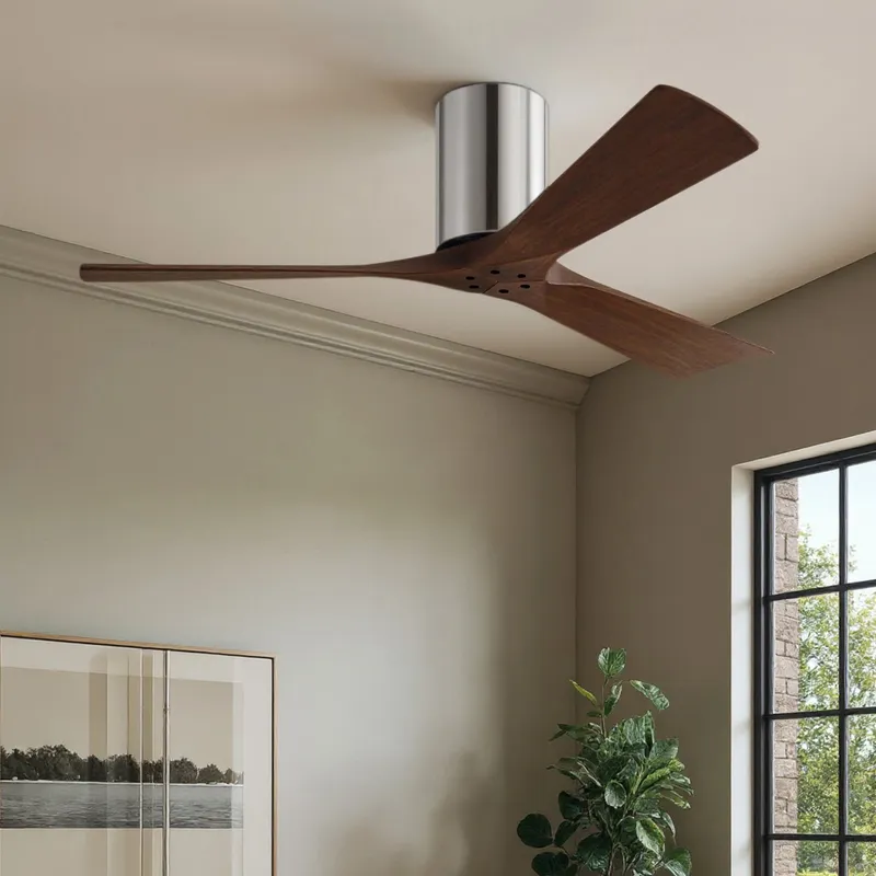 UMC9270 Rustic Indoor/Outdoor Ceiling Fan, 10" H x 52" W x 52" D, Polished Chrome Finish, Aerwyn Collection — Urban Ambiance LED Lighting Controls 30.2W 
