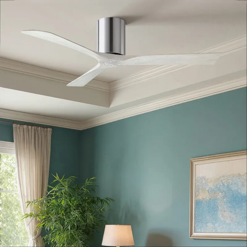 UMC9268 Scandinavian Indoor/Outdoor Ceiling Fan, 10" H x 52" W x 52" D, Polished Chrome Finish, Aerwyn Collection — Urban Ambiance LED Lighting Controls 30.2W 