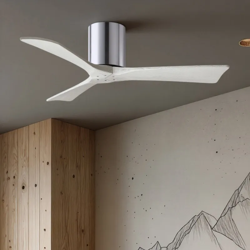 UMC9267 Modern Indoor/Outdoor Ceiling Fan, 10" H x 42" W x 42" D, Polished Chrome Finish, Aerwyn Collection — Urban Ambiance LED Lighting Controls 28.4W 