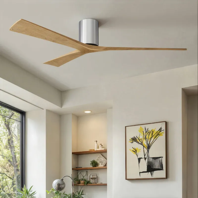 UMC9266 Modern Farmhouse Indoor/Outdoor Ceiling Fan, 10" H x 72" W x 72" D, Polished Chrome Finish, Aerwyn Collection — Urban Ambiance LED Lighting Controls 30.5W 