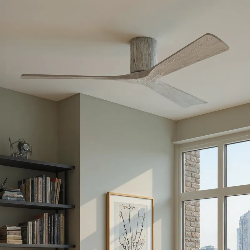 UMC9263 Minimalist Indoor/Outdoor Ceiling Fan, 10" H x 60" W x 60" D, Barn Wood Tone Finish, Aerwyn Collection — Urban Ambiance LED Lighting Controls 30.5W 