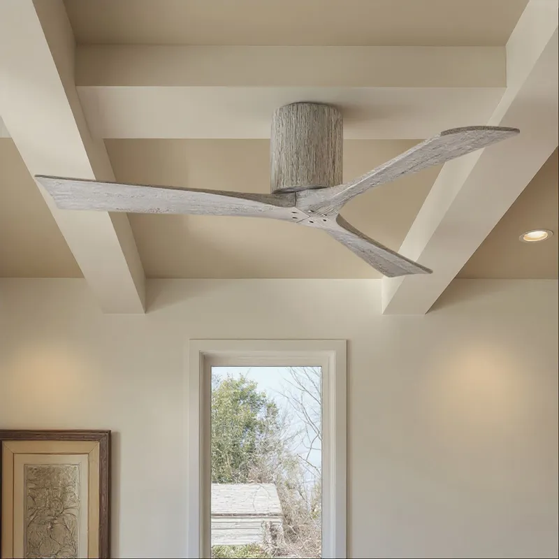 UMC9258 Scandinavian Indoor/Outdoor Ceiling Fan, 10" H x 52" W x 52" D, Barn Wood Tone Finish, Aerwyn Collection — Urban Ambiance LED Lighting Controls 30.2W 
