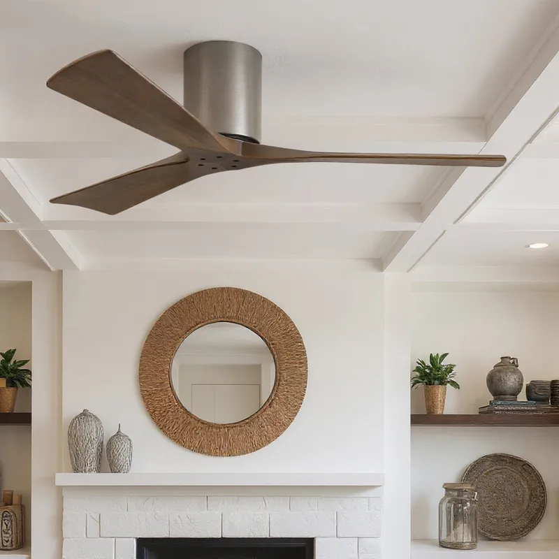 UMC9248 Modern Indoor/Outdoor Ceiling Fan, 10" H x 52" W x 52" D, Brushed Pewter Finish, Aerwyn Collection — Urban Ambiance LED Lighting Controls 30.2W 