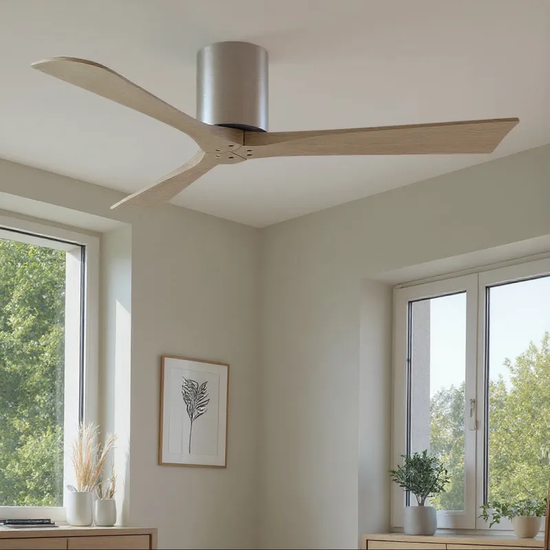 UMC9246 Contemporary Indoor/Outdoor Ceiling Fan, 10" H x 52" W x 52" D, Brushed Pewter Finish, Aerwyn Collection — Urban Ambiance LED Lighting Controls 30.2W 