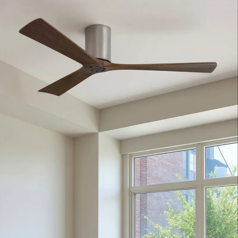 UMC9244 Contemporary Indoor/Outdoor Ceiling Fan, 10" H x 60" W x 60" D, Brushed Nickel Finish, Aerwyn Collection — Urban Ambiance LED Lighting Controls 30.5W 