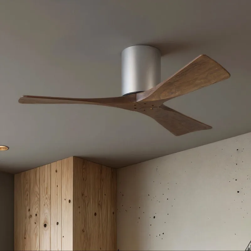 UMC9242 Contemporary Indoor/Outdoor Ceiling Fan, 10" H x 42" W x 42" D, Brushed Nickel Finish, Aerwyn Collection — Urban Ambiance LED Lighting Controls 28.4W 