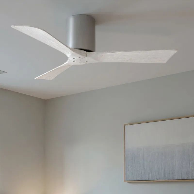UMC9240 Minimalist Indoor/Outdoor Ceiling Fan, 10" H x 42" W x 42" D, Brushed Nickel Finish, Aerwyn Collection — Urban Ambiance LED Lighting Controls 28.4W 