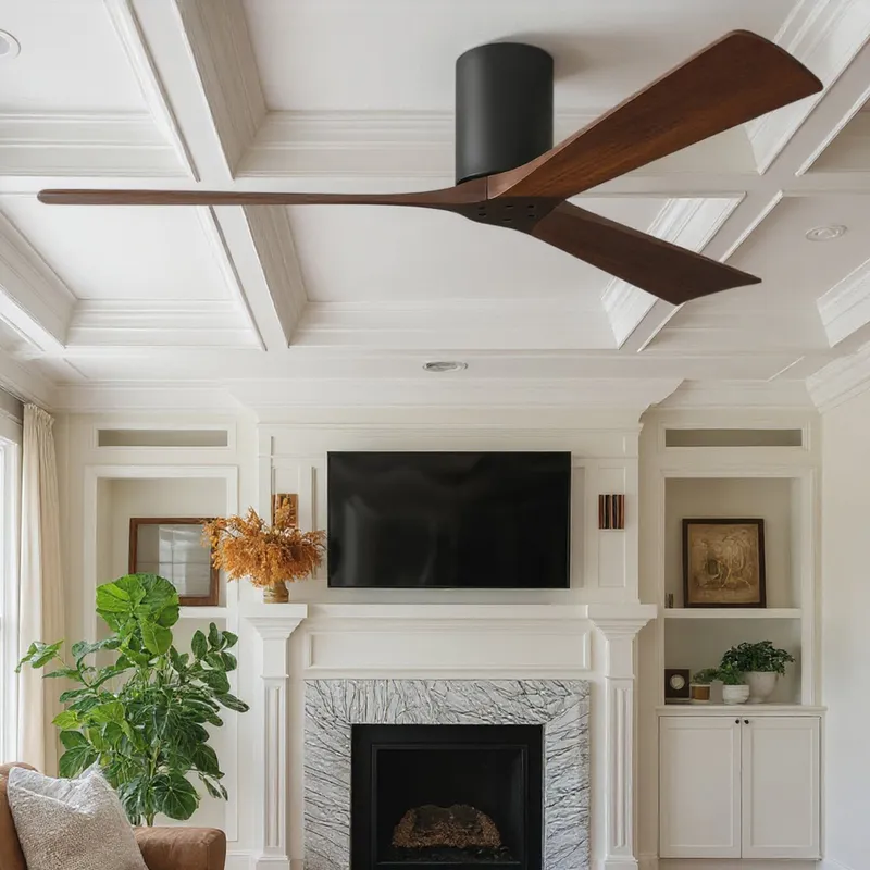 UMC9236 Modern Indoor/Outdoor Ceiling Fan, 10" H x 60" W x 60" D, Matte Black Finish, Aerwyn Collection — Urban Ambiance LED Lighting Controls 30.5W 