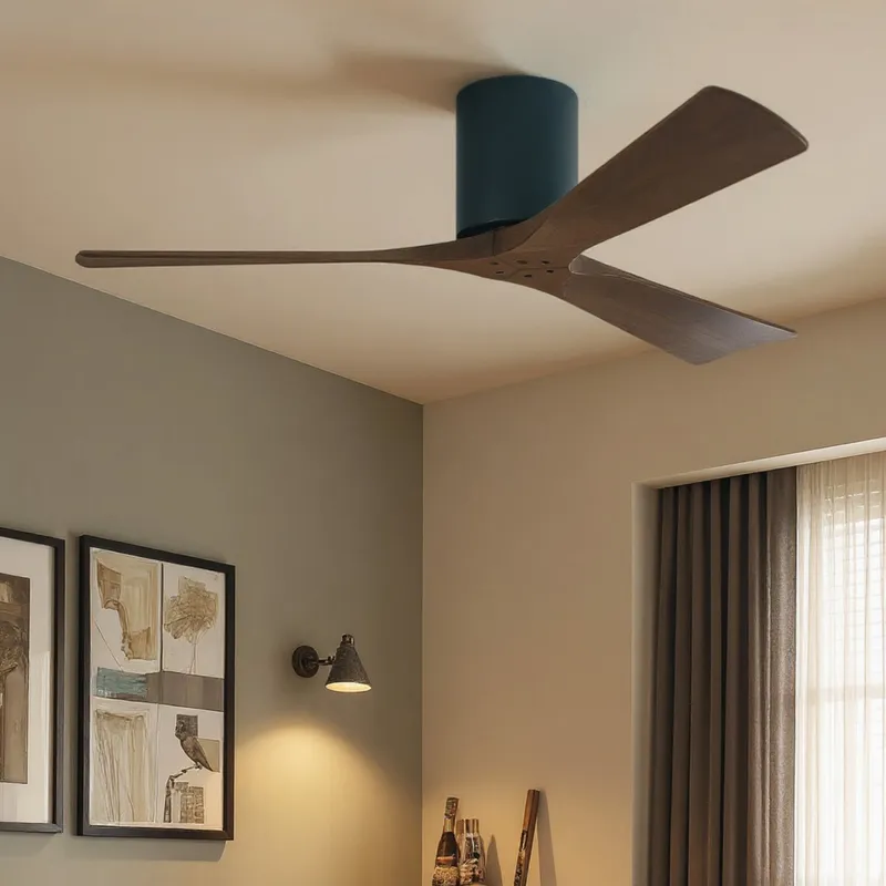 UMC9235 Minimalist Indoor/Outdoor Ceiling Fan, 10" H x 52" W x 52" D, Matte Black Finish, Aerwyn Collection — Urban Ambiance LED Lighting Controls 30.2W 