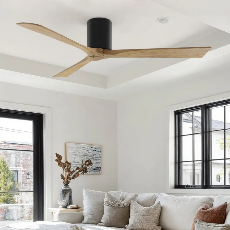 UMC9231 Modern Indoor/Outdoor Ceiling Fan, 10" H x 60" W x 60" D, Matte Black Finish, Aerwyn Collection — Urban Ambiance LED Lighting Controls 30.5W 
