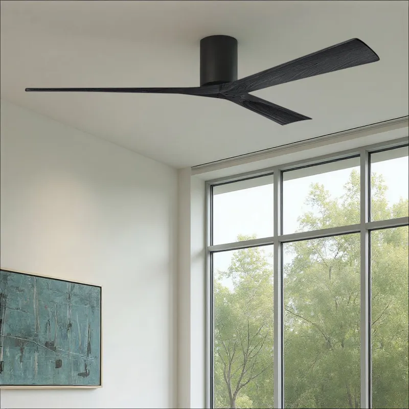UMC9228 Modern Indoor/Outdoor Ceiling Fan, 10" H x 72" W x 72" D, Matte Black Finish, Aerwyn Collection — Urban Ambiance LED Lighting Controls 30.5W 