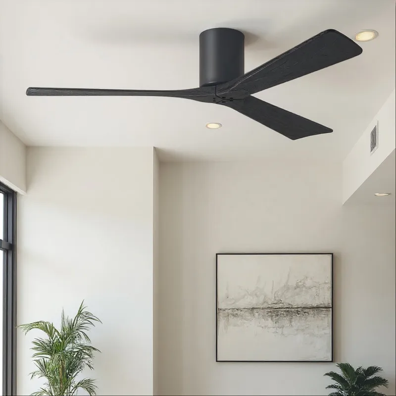 UMC9227 Contemporary Indoor/Outdoor Ceiling Fan, 10" H x 60" W x 60" D, Matte Black Finish, Aerwyn Collection — Urban Ambiance LED Lighting Controls 30.5W 